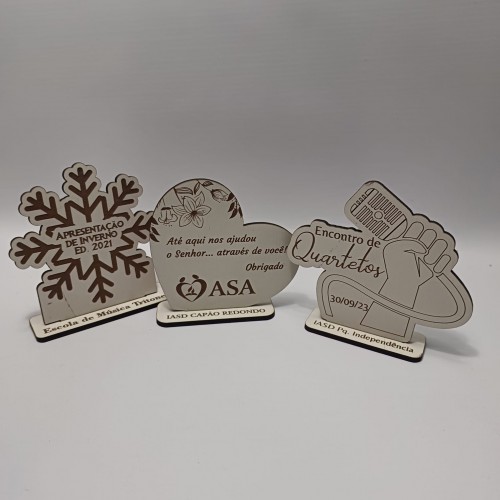 Mini Trofeu MDF corte + Imp. UV 20 Unid