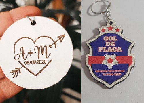 Chaveiro em MDF Branco IMPRESSÃO UV